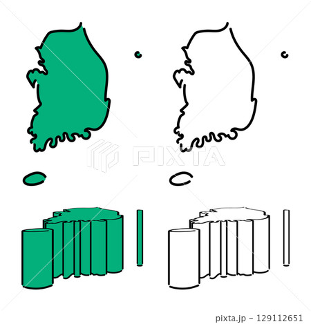 手書き_大韓民国_ベクター素材_セット_01 手書き_大韓民国_ベクター素材_セット_01 129112651