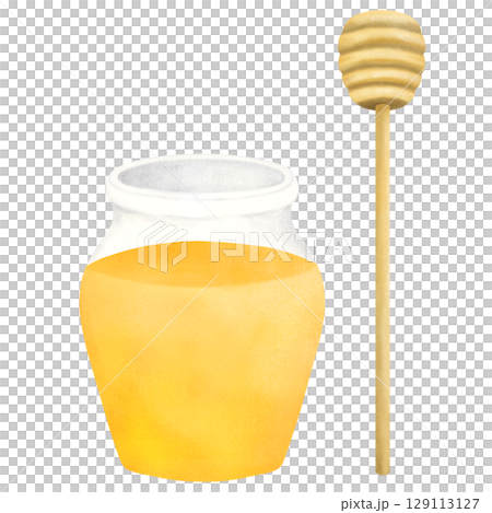 蜂蜜とハニーディッパーの単体イラスト 129113127