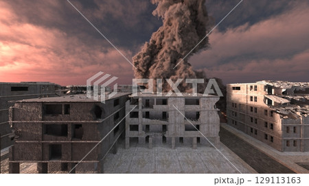 攻撃される都市の風景 129113163