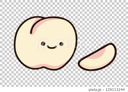 切片和整個白桃的可愛插圖 129113244