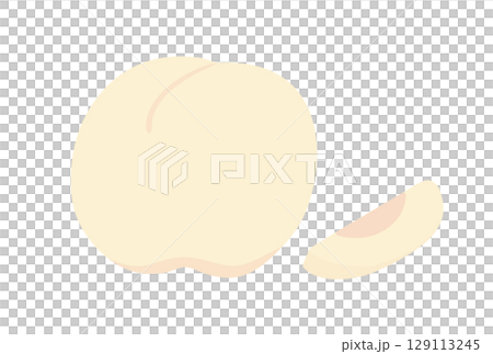 切開的白桃和整個白桃的簡單圖示 129113245