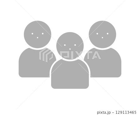 3人の人物のバストアップのグレーのシルエットアイコン・ピクトグラム - グループや監視のイメージ 3人の人物のバストアップのグレーのシルエットアイコン・ピクトグラム - グループや監視のイメージ 129113465