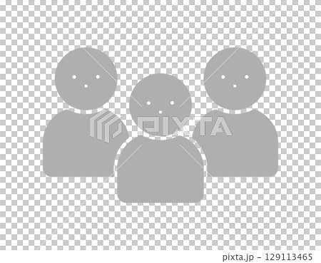 3人の人物のバストアップのグレーのシルエットアイコン・ピクトグラム - グループや監視のイメージ 3人の人物のバストアップのグレーのシルエットアイコン・ピクトグラム - グループや監視のイメージ 129113465