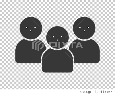 3人の人物のバストアップの黒いシルエットアイコン・ピクトグラム -グループや監視のイメージイラスト 3人の人物のバストアップの黒いシルエットアイコン・ピクトグラム -グループや監視のイメージイラスト 129113467