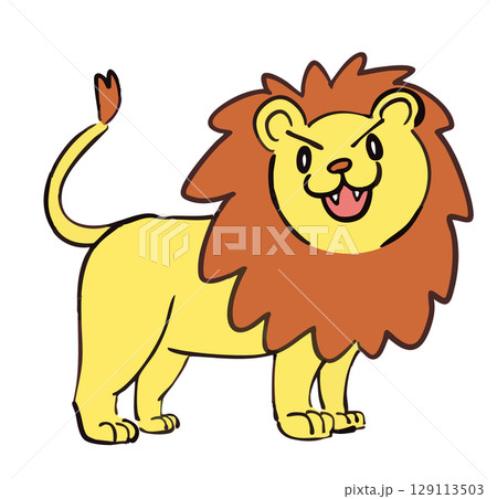 かわいいライオンの手描きイラスト かわいいライオンの手描きイラスト 129113503