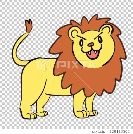 かわいいライオンの手描きイラスト かわいいライオンの手描きイラスト 129113503