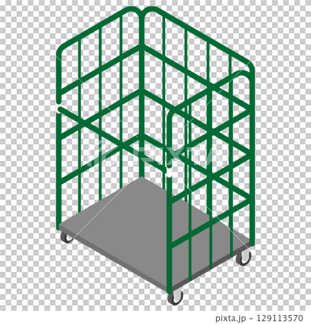 緑のカゴ台車のイラスト 緑のカゴ台車のイラスト 129113570
