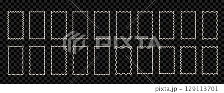 Scallop stories frames set. Trendy borders with zigzag wavy edges. 129113701