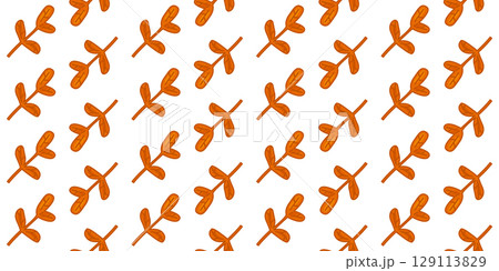 Seamless Autumn Orange Twig Pattern 129113829
