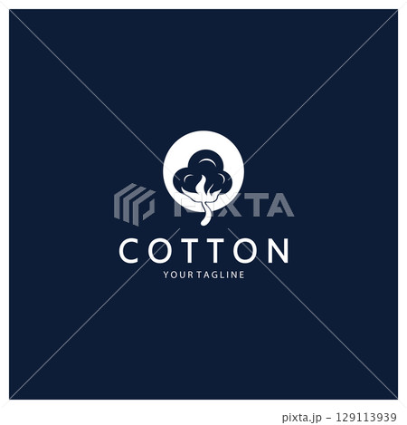 Soft natural organic cotton flower plant logo for cotton plantations, industries,business,textile,clothing and beauty,vector Soft natural organic cotton flower plant logo for cotton plantations, industries,business,textile,clothing and beauty,vector 129113939