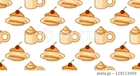 Seamless Cake Coffee Mug Pattern Seamless Cake Coffee Mug Pattern 129113950