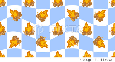 Seamless Campfire Wood Flame Pattern Seamless Campfire Wood Flame Pattern 129113958