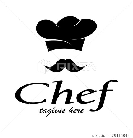 professional logo chef or kitchen chef hat.for business,home cook,and restaurant chef.bakery,vector 129114049
