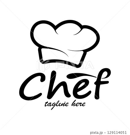 professional logo chef or kitchen chef hat.for business,home cook,and restaurant chef.bakery,vector 129114051