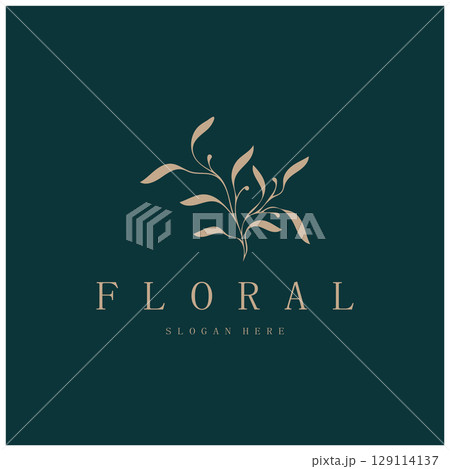 Elegant floral and leaf frame. Delicate botanical vector illustration for labels, spas, corporate identity, and wedding invitations Elegant floral and leaf frame. Delicate botanical vector illustration for labels, spas, corporate identity, and wedding invitations 129114137