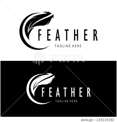 Feather logo, feather pen logo, law firm feather logo vector simple design Feather logo, feather pen logo, law firm feather logo vector simple design 129114192