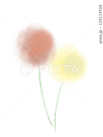 赤と黄色の花の優しいイラスト 129114588