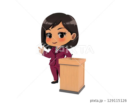 会社や職場のセミナーや講座で授業や講義をするスーツの女性の講師や教師 129115126