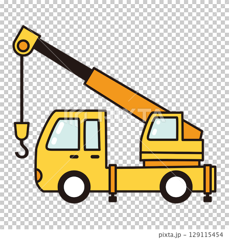 黃色起重機卡車的插圖 黃色起重機卡車的插圖 129115454