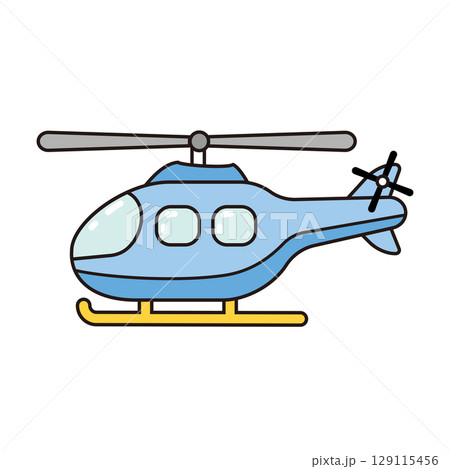 横から見たシンプルなヘリコプター 129115456
