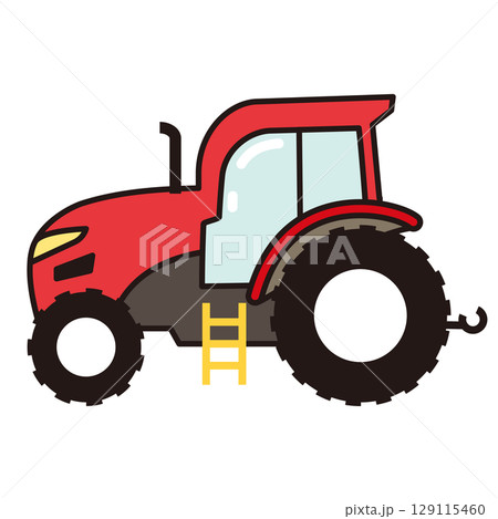 赤いトラクターのイラスト 129115460