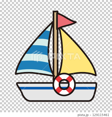 シンプルなヨットのイラスト 129115461