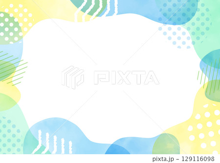 水彩のおしゃれなベクターフレーム 文字無し(青系・夏イメージ) 水彩のおしゃれなベクターフレーム 文字無し(青系・夏イメージ) 129116098