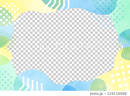 水彩のおしゃれなベクターフレーム 文字無し(青系・夏イメージ) 水彩のおしゃれなベクターフレーム 文字無し(青系・夏イメージ) 129116098