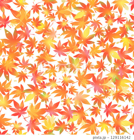 紅葉シームレスパターン　秋色グラデーション 129116142