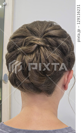 Festive and wedding hairstyles and styling. Light and dark hair 129116231