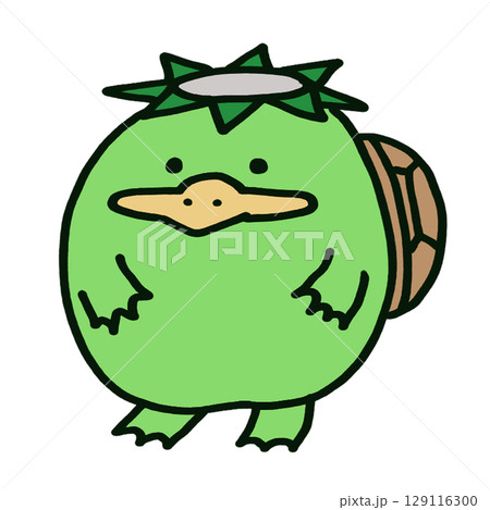 ゆるいカッパのデフォルメイラスト ゆるいカッパのデフォルメイラスト 129116300