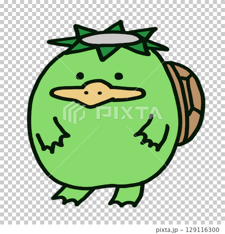 ゆるいカッパのデフォルメイラスト ゆるいカッパのデフォルメイラスト 129116300