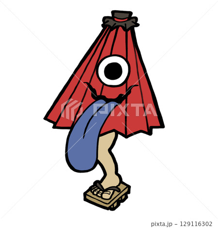 唐笠お化けのデフォルメイラスト 唐笠お化けのデフォルメイラスト 129116302
