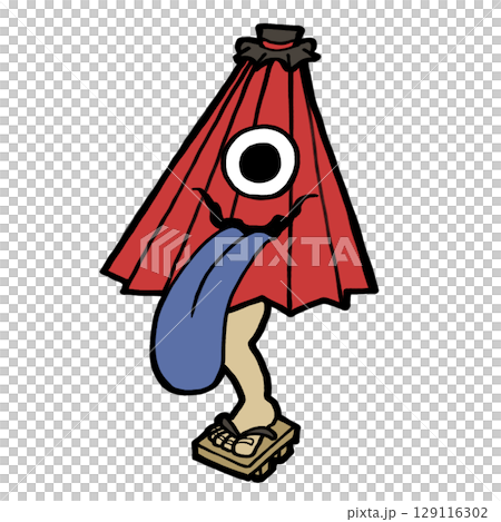 唐笠お化けのデフォルメイラスト 唐笠お化けのデフォルメイラスト 129116302