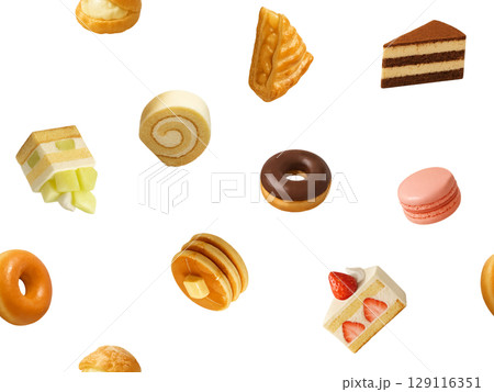 洋菓子のシームレスパターン（小）　B-1 129116351