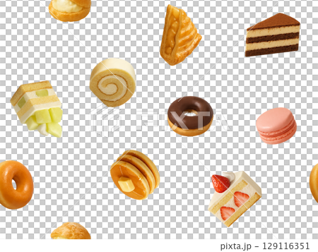 洋菓子のシームレスパターン（小）　B-1 129116351