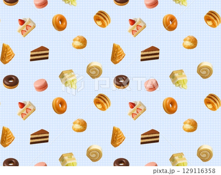 洋菓子のシームレスパターン（小）　B-4' 129116358