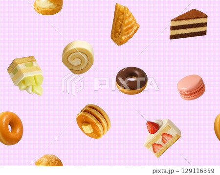 洋菓子のシームレスパターン（小）　B-5 129116359