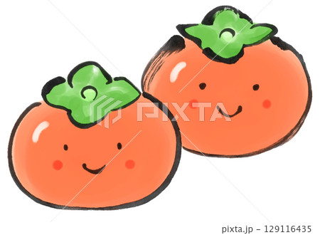 手描きのかわいい柿 129116435