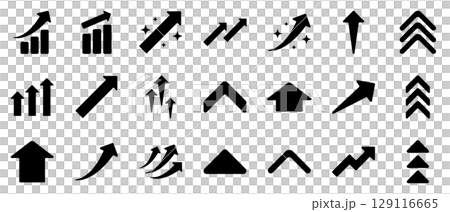 矢印 アイコン 成長 上がる 上昇 黒	 129116665