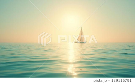 夕日に染まるヨット 夕日に染まるヨット 129116791