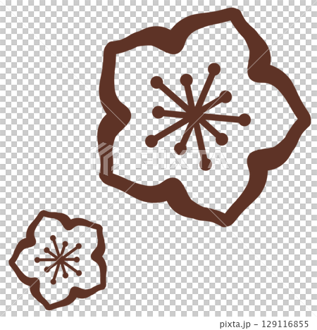 茶色のシンプルな二つの花のイラスト 129116855