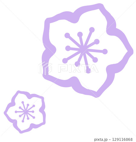 薄い紫色のシンプルな二つの花のイラスト 薄い紫色のシンプルな二つの花のイラスト 129116868