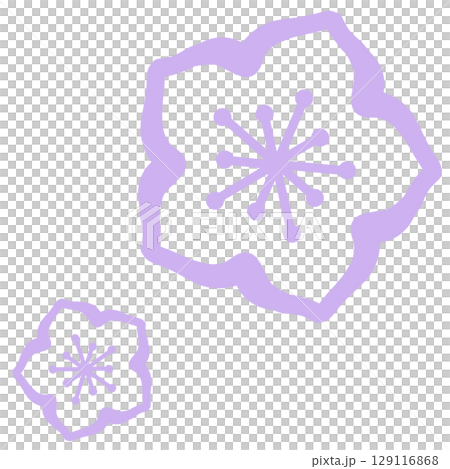 薄い紫色のシンプルな二つの花のイラスト 薄い紫色のシンプルな二つの花のイラスト 129116868