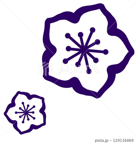 紫色のシンプルな二つの花のイラスト 129116869