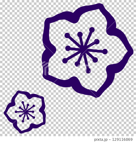 紫色のシンプルな二つの花のイラスト 129116869