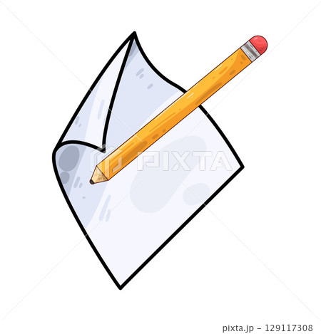 illustration of paper and pencil illustration of paper and pencil 129117308