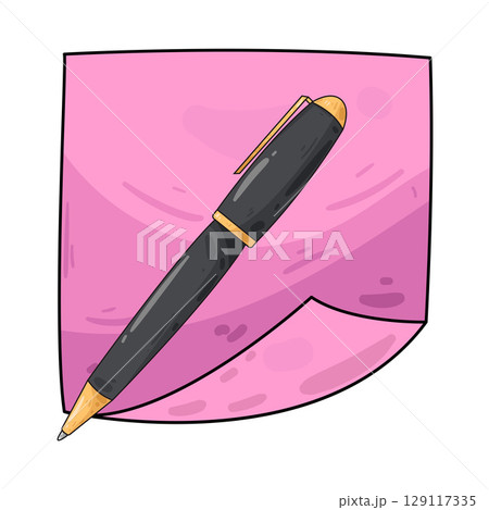 illustration of pen and paper illustration of pen and paper 129117335