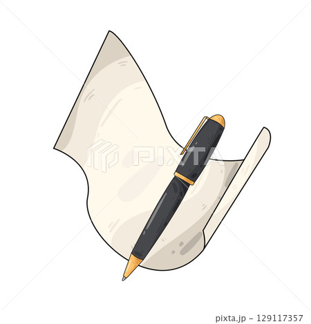 illustration of pen and paper illustration of pen and paper 129117357