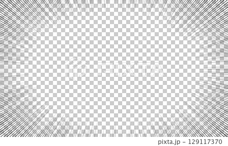 楕円形に囲んだ細い集中線のフレーム 129117370